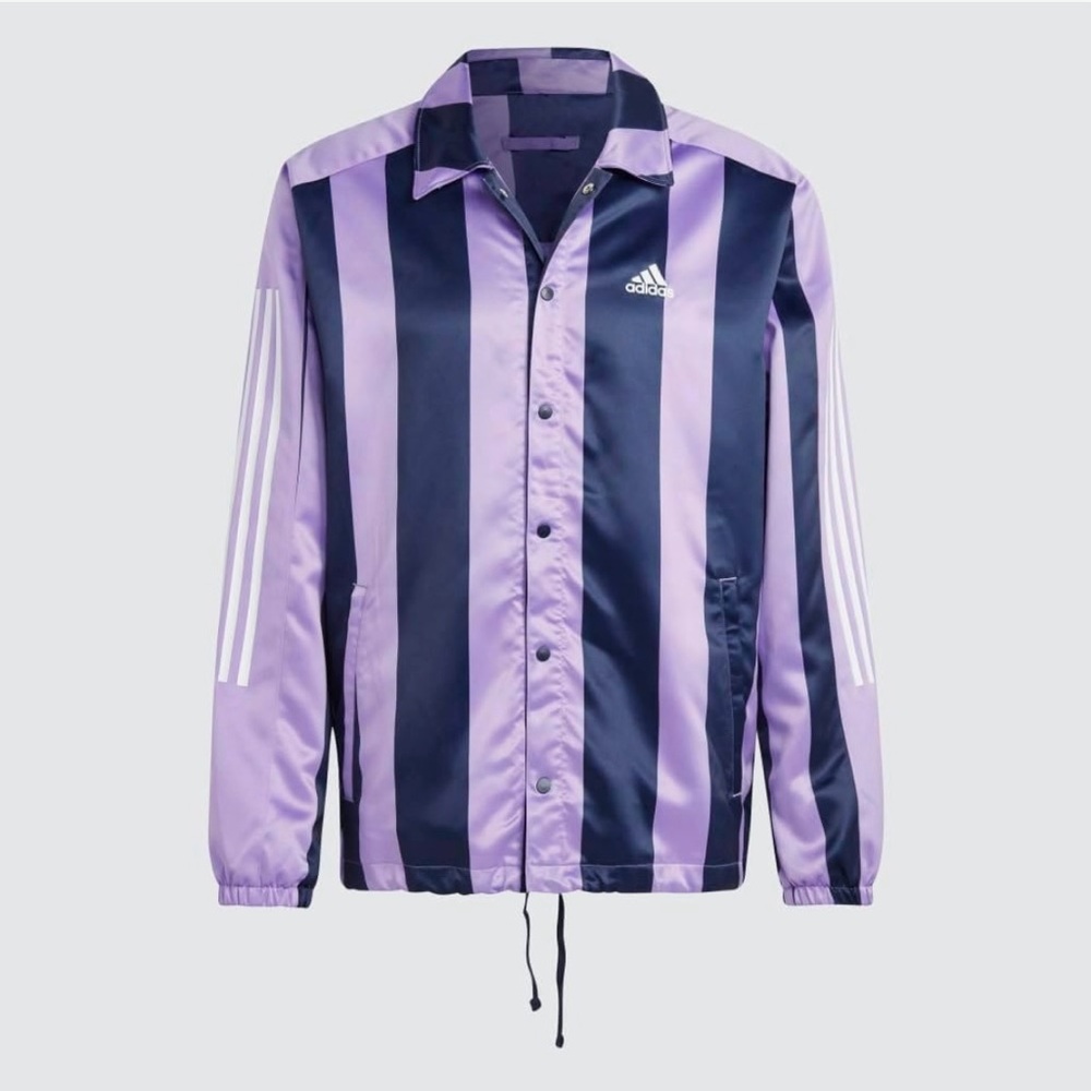 ADIDAS SPORTSWEAR MEN'S SATIN COACHES JACKET, Violet Fusion